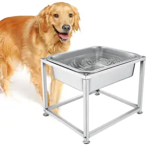 2 Gallons Large Elevated  Water Bowl - 11.5''H Durable Stainless Steel Raised  Bowl with Stand for Large Dogs, Easy to Clean and Assemble for Indoor Outdoor