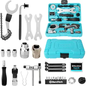 31-Piece Bicycle Tool Kit Complete Bike Repair Set with Storage Box for Mountain Road & Park Bikes Includes Chain Riveter Tire Levers Crank Puller