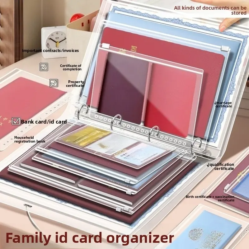 Multi-Functional Family Document Storage Bag, Important Documents Organizer, A4 B5 Loose Leaf Organizer, Prenatal Baby Medical & Bill File Folder, Clear Folders