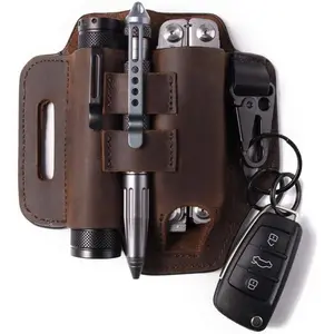 Leather Sheath for Leatherman Multitool Sheath EDC Pocket Organizer with Key Holder for Belt and Flashlight Sheath Multitool Pouch