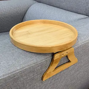 Sofa Tray Table Sofa Armrest Clip-On Tray Natural Bamboo  Nature Room
