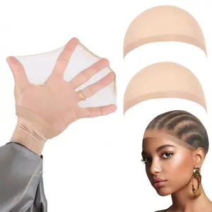 2 Pieces Invisible HD Wig Cap for Women, Ultra-Thin Sheer Stretchable Stocking Caps, Breathable Elastic Hair Net for Lace Front Wigs