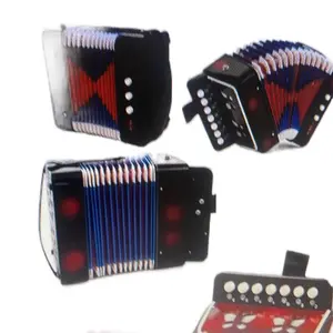 Baby Accordion - Colorful Design with Black and Red Accordion Bands, Includes Key Mechanism & Strap, Phthalate Free, 3-4 Years
