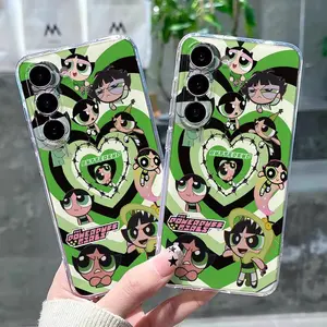 Buttercup Powerpuff Girls Case for Samsung Galaxy S25 S24 S23 S22 S21 FE Ultra Plus 4G/5G Shockproof TPU+PC Protective Cover Screen Protector Gift Protection Smartphone Transparent Cellphone Casing