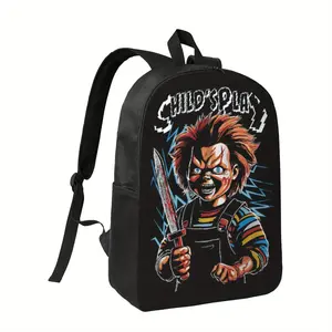 Large Capacity High Quality Backpack - Heavy-Duty School Bag with Horror Movie Knife Graphic, Ergonomic Padded Straps for Teens, College, Travel - Durable Backpack Compatible with Horror Fans, Unique Graphic Design, Breathable Mesh Pockets