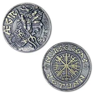 Aegir Viking Norse God Jötun Ruler of The Seas Ancient Collectible Coin with Detailed Design and Norse Runes