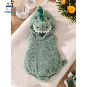 Newborn Baby Halloween Dinosaur Costume - Plush Sleeveless Hoodie, Funny Party Baby Girls Clothing