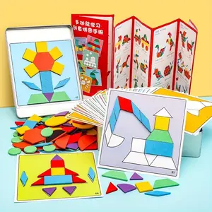 Magnetic Wooden Tangram Puzzle Game for Youngsters - Early Learning & Intelligence Development, Interactive English Cognitive Toy, Perfect Gift for Birthdays, Halloween, Christmas