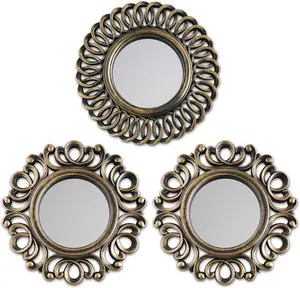 Round Wall Mirrors (Pack of 3) - Modern Minimalist Vintage Chic Home Decor, Ideal for Bedroom, Perfect Gifts for Women