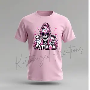 Cat Mom • T-shirt Tee Shirt Comfortable Unisex Top Funny Sarcastic Coffee Mama Mom Graphic Sublimation Casual Kitty