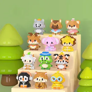 12-Piece Animal Building Set, Assembly Building Blocks, Colorful Plastic Toy Models, Lion, Goat, Chicken, Elephant, Educational Gift for Kids