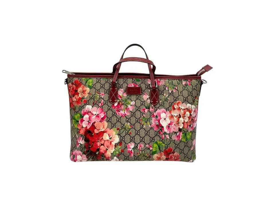 Pre-owned GUCCI GG GG CANVAS Shoulder Bags GUCCI PINK BLOOMS SHOPPING TOTE