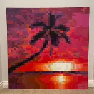 PALM TREE  Acrylic Painting on Stretched Canvas - Handmade Artwork