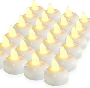 200 Hours 24 Pack Flameless Floating Candles, Warm White Led Flickering Tealight Candles in Bulk, Decor for Wedding, Party, Centerpiece, Pool, Christmas