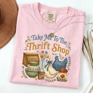Comfort Colors Take Me To The Thrift Shop Sweatshirt, Vintage Thrifting Graphic Sweater, Thrifting Shirt