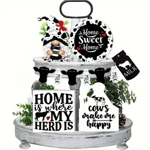 11-Piece Artificial Wood Farmhouse Tiered Tray Set, Home Decor Sign Collection, Rustic Farmhouse Design, Rustic Kitchen Shelves (no Trays Included)