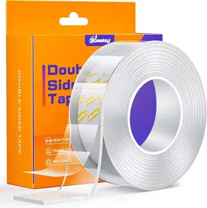 Upgraded Double Sided Tape Heavy Duty,1.18" x 198, Nano Double Sided Adhesive Mounting Tape,Clear & Tough Sticky Poster Wall Tape,Multipurpose Tape Picture Hanging Strips for  Office