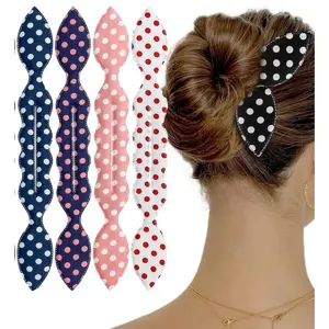 Hair Ties -Deft Bun Maker French Twist Rabbit Ear Bun Twister Flower Flexible Quick Hair Styling Accessories for Women Girls Lazy Twist Hair Roller Bun Maker for Women, Easy-To-Use Hair Styling Tool, Quick and Simple Way to Create Perfect Buns