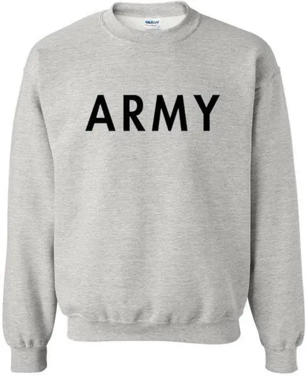 Women's Army PT Graphic Crewneck Sweatshirt, Comfortable Long Sleeve Cotton Blend Pullover for Casual Everyday Fitness, Tops, Military, Round Neck, Classic Fit, Longsleeves