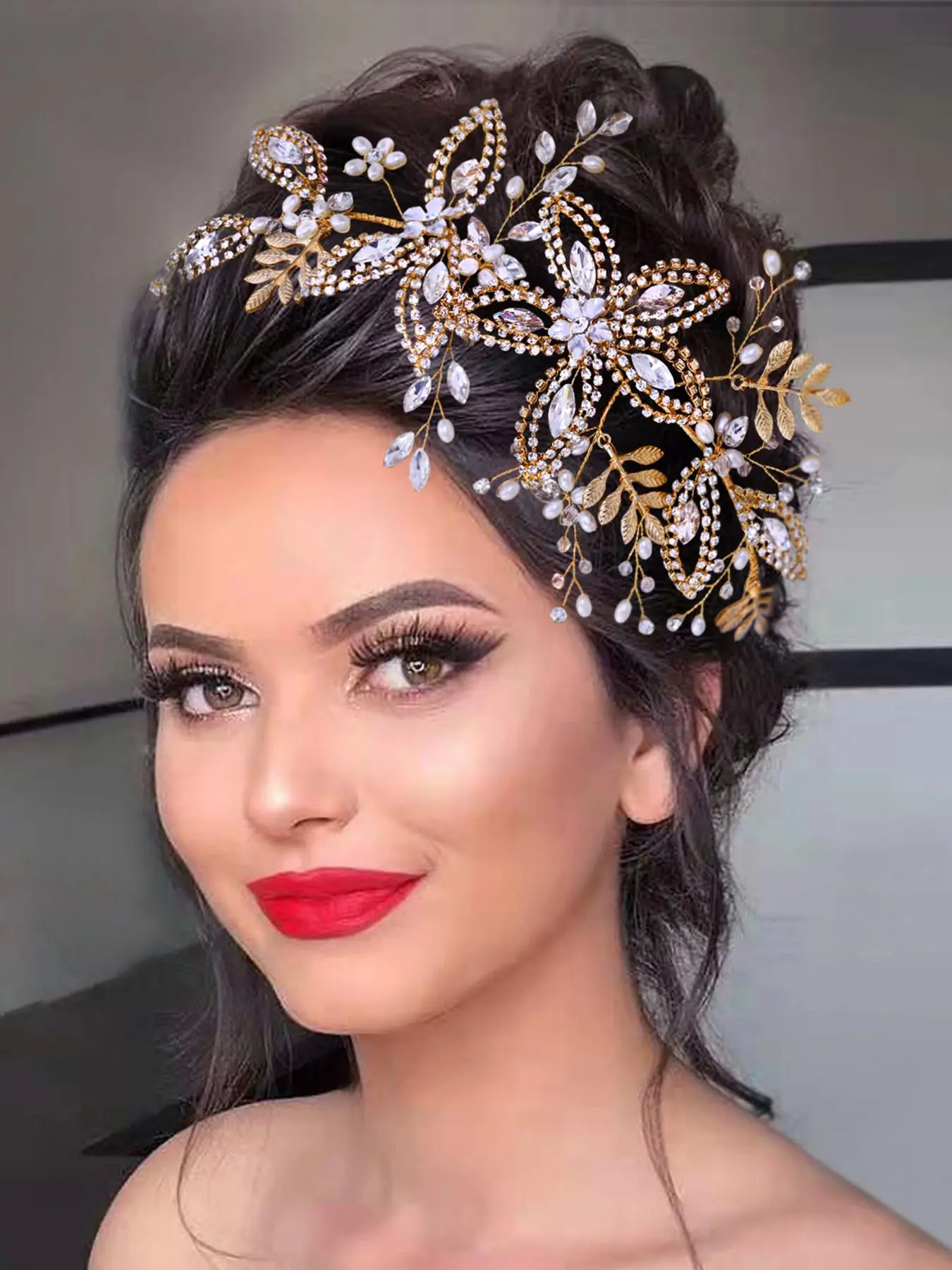 Luxury Leaf Design Headband, Fashionable Rhinestone Decorated Hair Accessories for Wedding Bridal Party Formal Occasions, Elegant Hair Accessories for Women