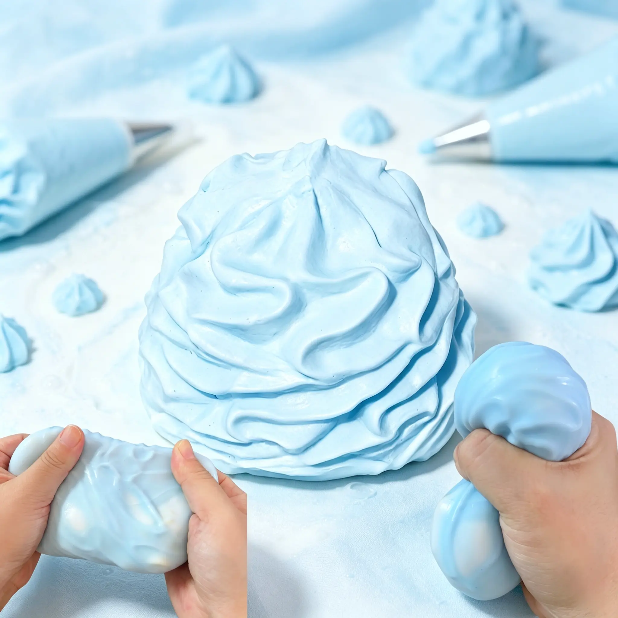 [ASMR Slight Crunch Cream] Soft Cream Blocks Inside Squishy Stress Ball Toy