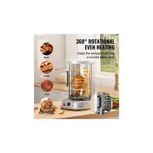VEVOR Shawarma Grill Machine, Vertical Chicken Shawarma Cooker Machine Countertop, Electric Stainless Steel Broiler Gyro Rotisserie Oven Doner Kebab Machine, for Home Restaurant Kitchen Parties