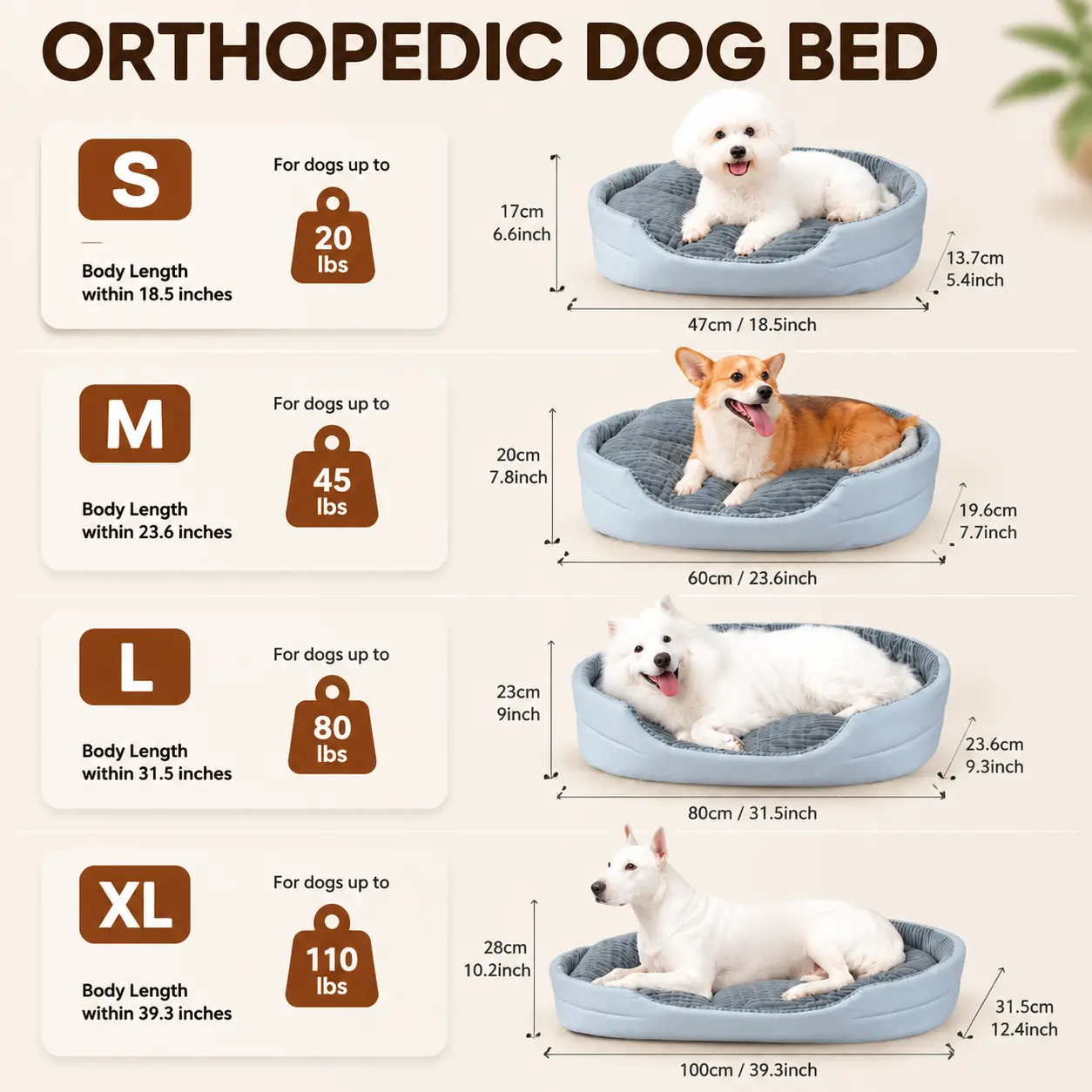 Ultra Soft Dog Bed for Small Medium Large Dogs, Washable Plush Pet Sofa Bed with Raised Edges, Cozy Calming Puppy Sleeping Mat for Indoor Use