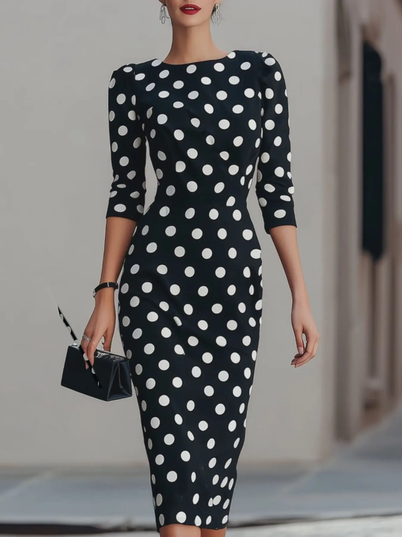 Elegant Polka Dot Print Dress for Women, Casual Style, Perfect for Daily Wear, Comfortable and Stylish, Ideal for All Seasons, Womenswear, Fashion