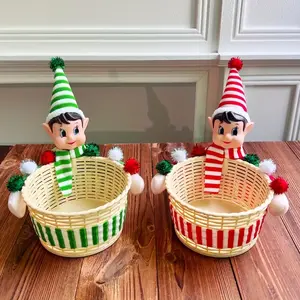 1pc Christmas Candy Storage Basket, Decorative Plastic Organizer, Party Decoration, Home Decor, Single Pack, Festive Design