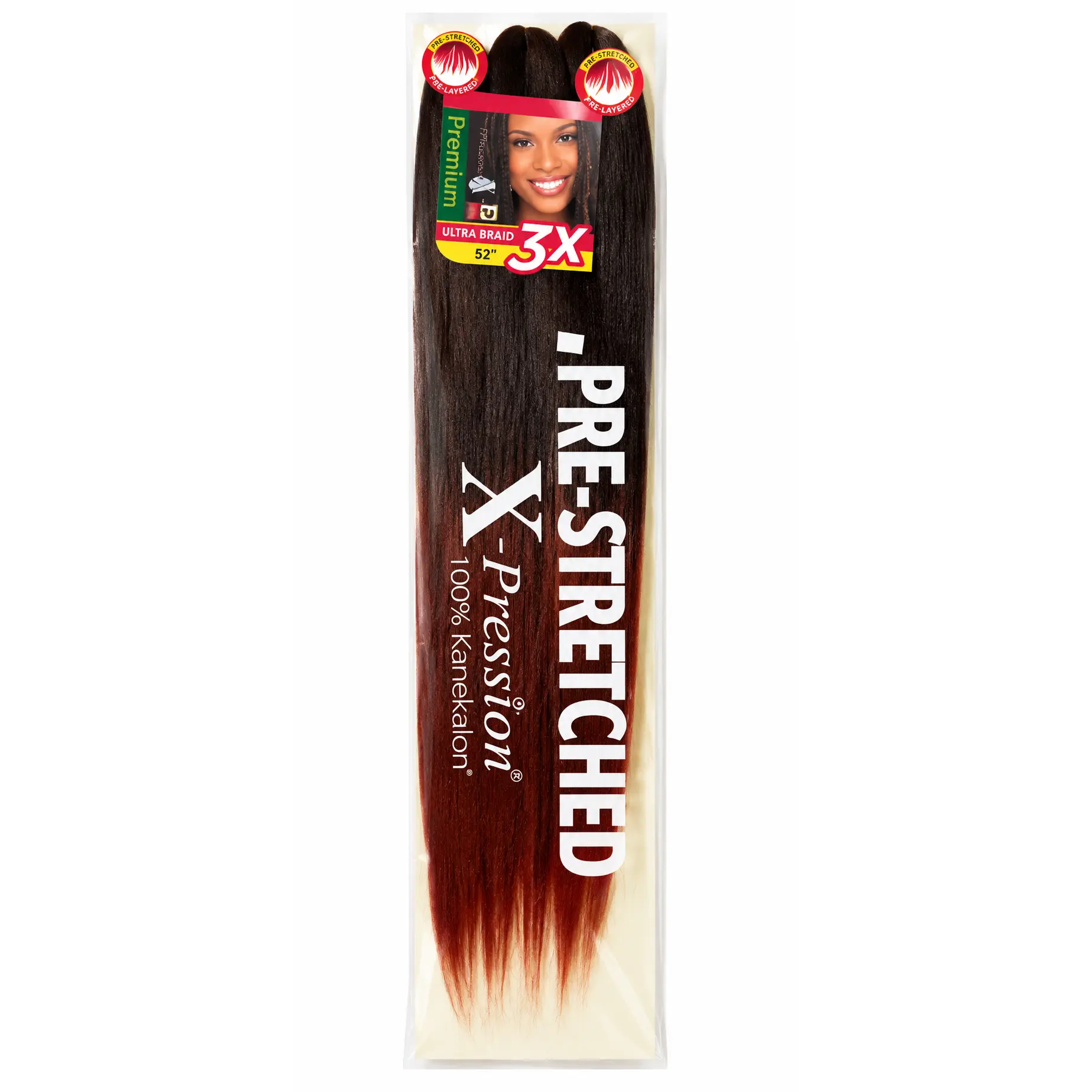 X-Pression Pre-Stretched Braiding Hair 52” 3X – 100% Kanekalon – Color T1B/30