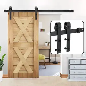 Segawe 6.6FT Sliding Barn Door Hardware Kit Modern Closet Hang Style Track Rail Black