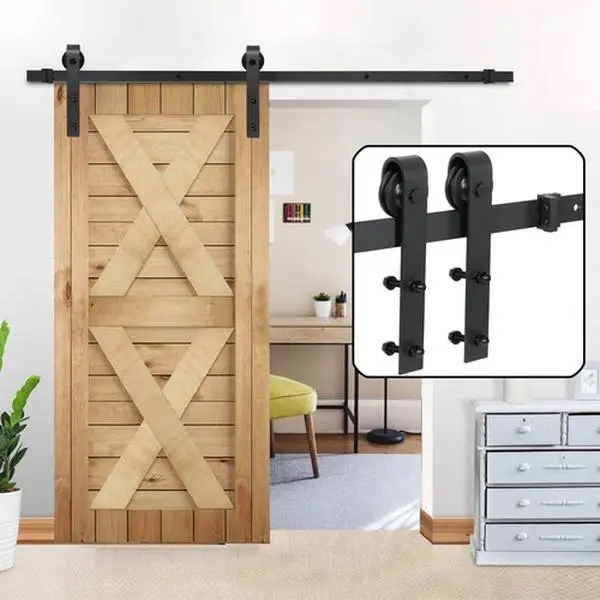 Segawe 6.6FT Sliding Barn Door Hardware Kit Modern Closet Hang Style Track Rail Black,summerwins