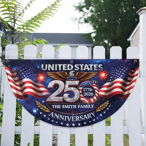 Custom Name Family 250th Anniversary USA Fan Flag, 1776 2026 Patriotic Pleaing Bunting Flag, Patriotic Gifts, Fireworks & Flag Design