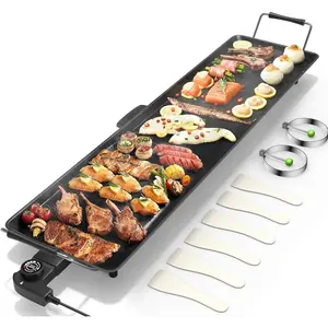 Costzon 35" Electric Griddle, 2000W Nonstick Extra Large Griddle, Long Table Top Grill w/5-Level Temp & Drip Tray, Indoor Outdoor Cooking Plates Teppanyaki Grill for Pancake, BBQ, Camping Gatherings