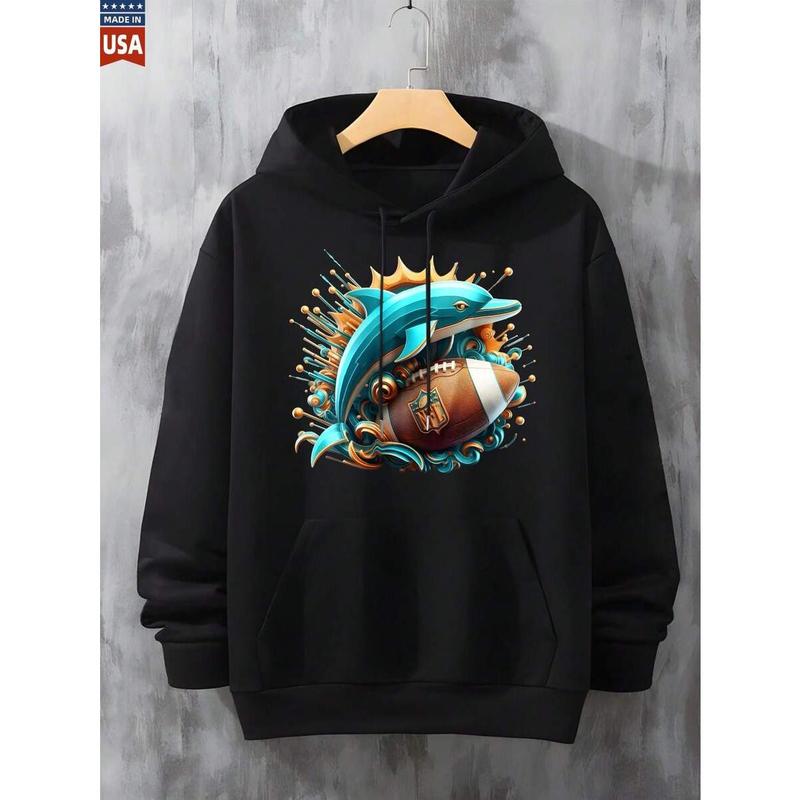Dolphins Football Team Hoodie Fan Apparel Graphic Sweatshirt For Men And Women Unisex Pullover Hooded Jacket Sportswear