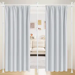 Room Divider Curtain Rod, No Drilling Rod, 48-120inch (H) 28-144inch(W) Adjustable Partition  Room Dividers, Room Partitions and Dividers Floor to Ceiling Self Stand for Space Partition White