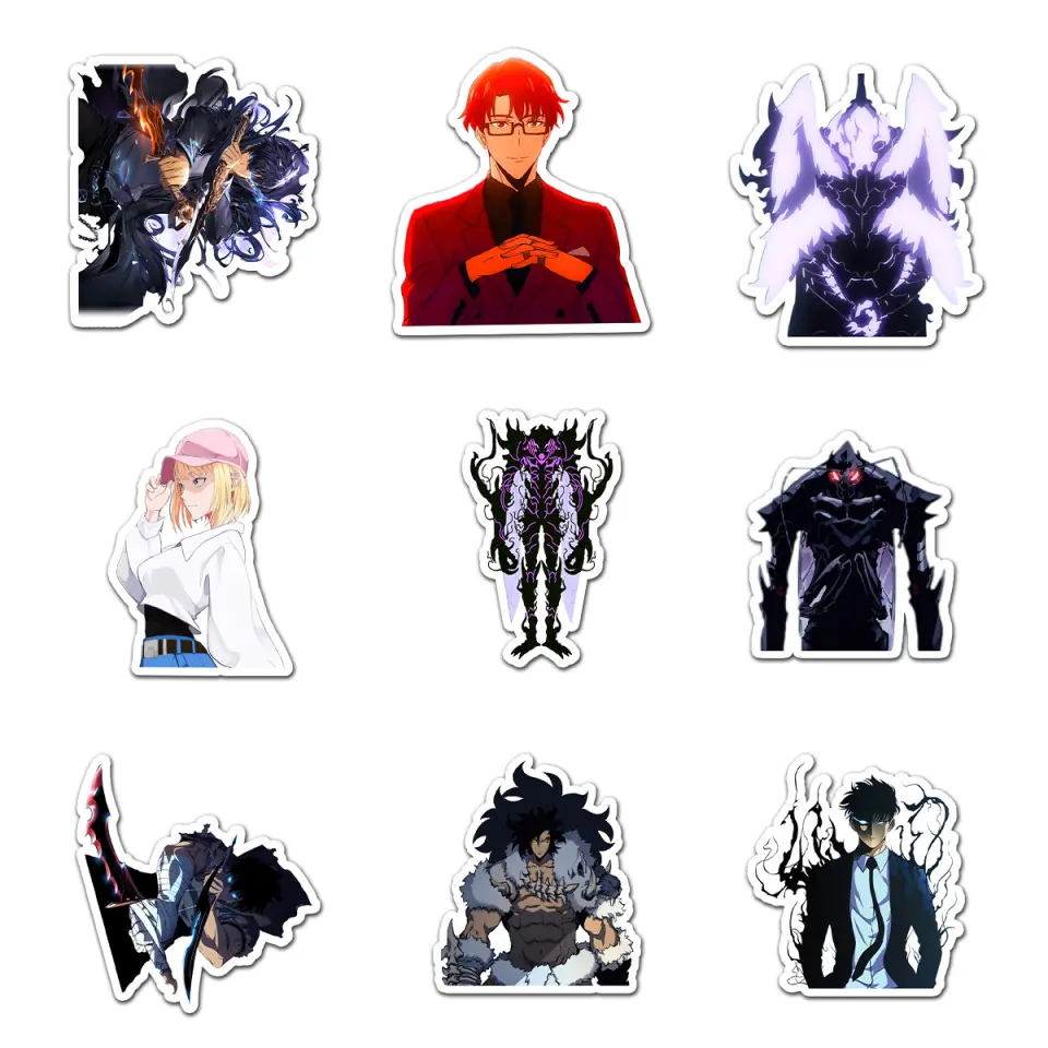 Solo Leveling Sticker Pack 9 PCS Vinyl, Anime Car Wall Kid Phone Book ...