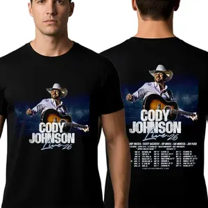 Cody Johnson Tour 2026 T-Shirt – Country Concert Graphic Tee Double Sided Live Performance Fan Shirt USA Men Women Tops