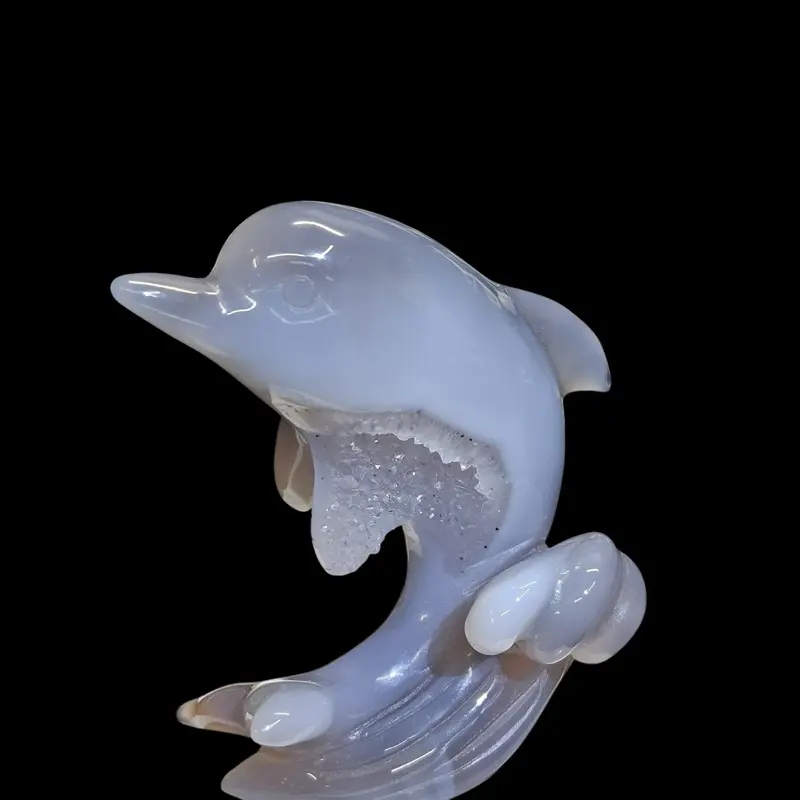 Blue Agate Dolphin Carving