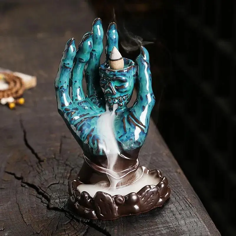 Skull Design Backflow Incense Burner, Creative Aromatherapy Stove, Aromatherapy Scent Diffuser, Home Decor Ornament, Desktop Decoration for Living Room Bedroom Office, Scent