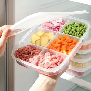 4-Compartment Storage Box-Perspex Fruits, Meat And Vegetables Storage Box, Perfect for Refrigerator Organizing And Meal Preparation, Vegetable Storage