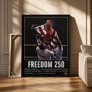 Freedom 250 Justin Gaethje Poster, UFC Victory, American Flag, Rocky-Style Movie Print