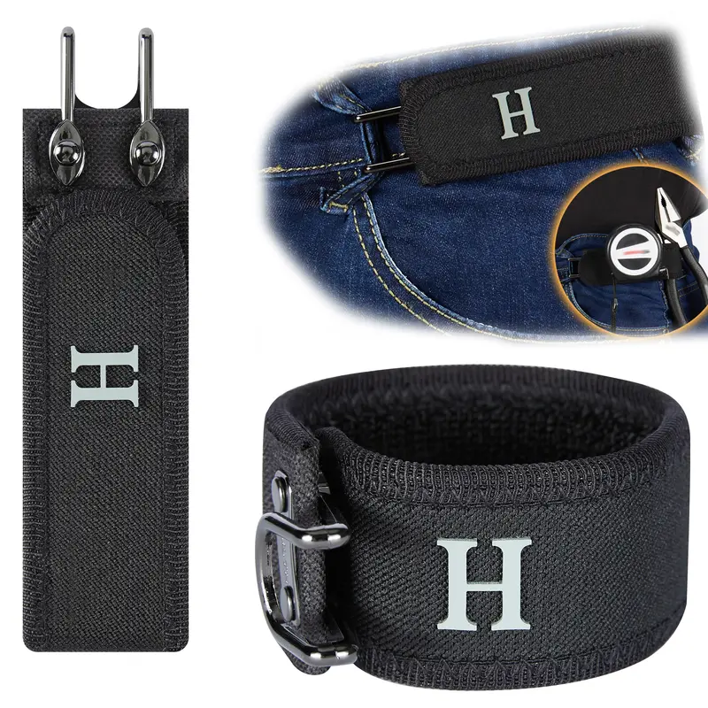 HAILTH Adults' Adjustable Strap Waist Belt - Patented Buckle-Free Invisible Metal Hook, Soft Tactical-Grade Support, 1.5-Inch Belt Loop Fit, Easy All-Day Wear, Innovative Design for Outdoor,Driving,Black