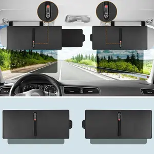 2 Pack Polarized Sun Visor Extender/ Extension With Pc Lens And Side Sunshade  Anti-glare Uv-filtering For Car Zipper Slider (driver + Passenger Side) Upgraded Uv400
