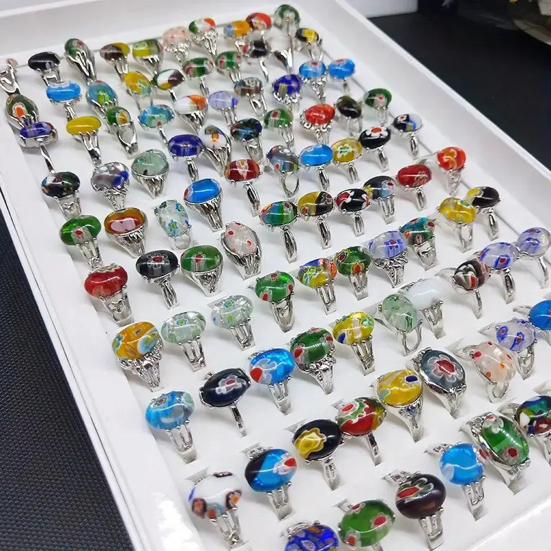 Women's 25pcs Bohemian Vintage Stacking Enamel Wearable Ring Set - Zinc Alloy, Funky Synthetic Stone Colorful Statement Multi-Rings, Party Gift, Multiple Packs, Random Sizes, Durable Chic Jewelry