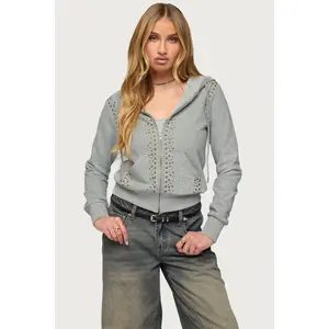 Patricia Studded Zip Up Hoodie