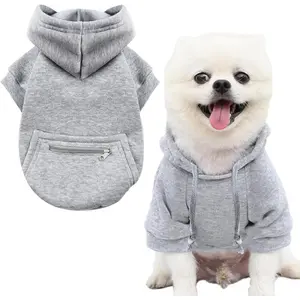 Pet Dog Cold Weather Coat with Pocket Winter Dog Hoodie Warm Puppy Clothes for Small Dogs Chihuahua Clothing (Small, Y02-Grey)