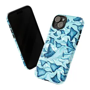 Stingray Ocean Phone Case for iPhone 7–16 Pro Max & Galaxy S21–S24 Ultra – Artistic Sea Life Design with Elegant Manta Ray Illustration and Coastal Blue Tones – Unique Gift for Her & Him, Beach & Nature Lovers Compatible with Samsung Galaxy S25