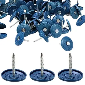 (100 Pack) Round Plastic Cap  1 Inch Roofing Nails Galvanized Tar Paper Nails for House Wrap Fastening  Board Roofing Felt Insulation Film (100)