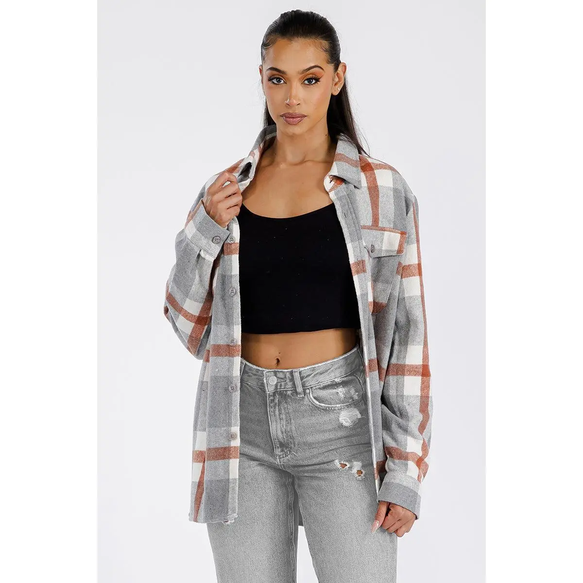 Boyfriend Oversized Red/Grey Soft Flannel
